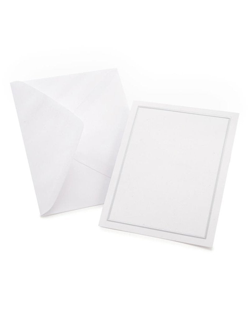 Gartner Studios Silver Foil Border All Purpose Cards with Envelopes, Blank Invitation Cards, White and Platinum Cards, 4.25" by 5.5", 50 Count (60024) - Image 1
